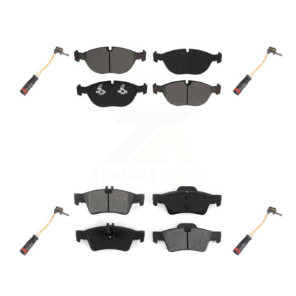 Front Rear Semi-Metallic Disc Brake Pad & Wear Sensor Kit For 2006 Mercedes-Benz E350 AWD KSW-100177