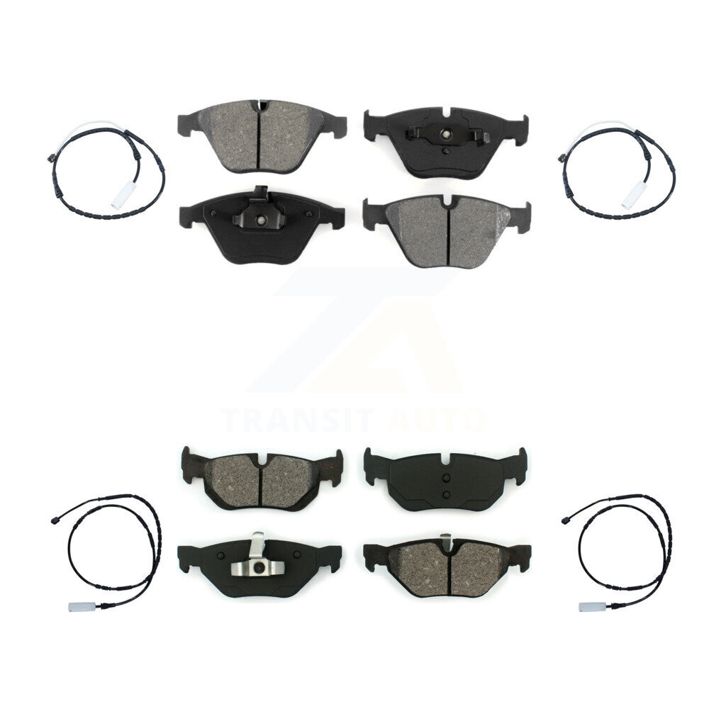 Front Rear Semi-Metallic Disc Brake Pad And Wear Sensor Kit For 2012 BMW 328i xDrive 3.0L KSW-100183