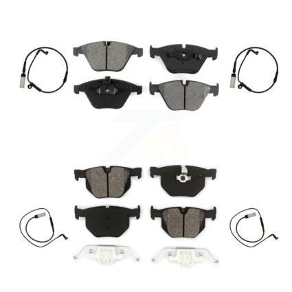 Front Rear Semi-Metallic Brake Pads & Wear Sensor Kit For BMW 535i xDrive Wagon with 3.0L KSW-100193