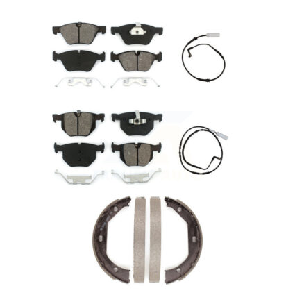Front Rear Semi-Metallic Disc Brake Pads And Wear Sensors Kit (5Pc) For 2006 BMW 330i KSW-100208