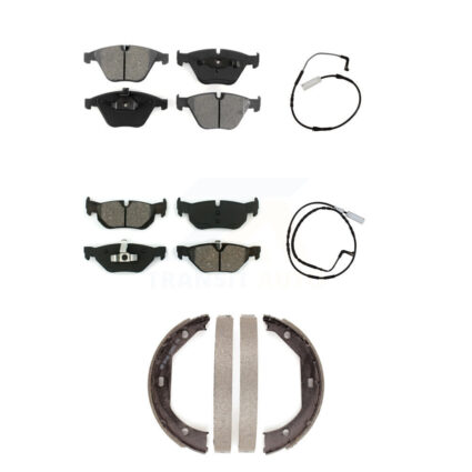 Front Rear Semi-Metallic Disc Brake Pads And Wear Sensors Kit (5Pc) For BMW 328i KSW-100214