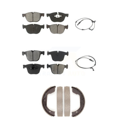 Front Rear Semi-Metallic Disc Brake Pads And Wear Sensors Kit (5Pc) For BMW X5 X6 KSW-100220