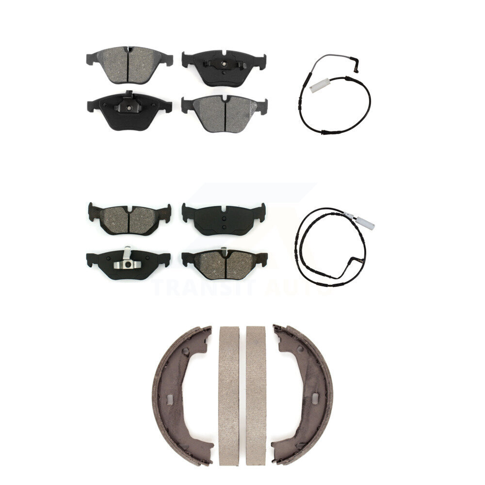 Front Rear Semi-Metallic Disc Brake Pads And Wear Sensors Kit (5Pc) For BMW 328i KSW-100229