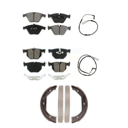 Front Rear Semi-Metallic Disc Brake Pads And Wear Sensor Kit (5Pc) For BMW 335i 335d 3.0L KSW-100236