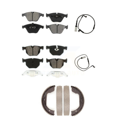 Front Rear Semi-Metallic Disc Brake Pads And Wear Sensors Kit (5Pc) For BMW 535i xDrive KSW-100237