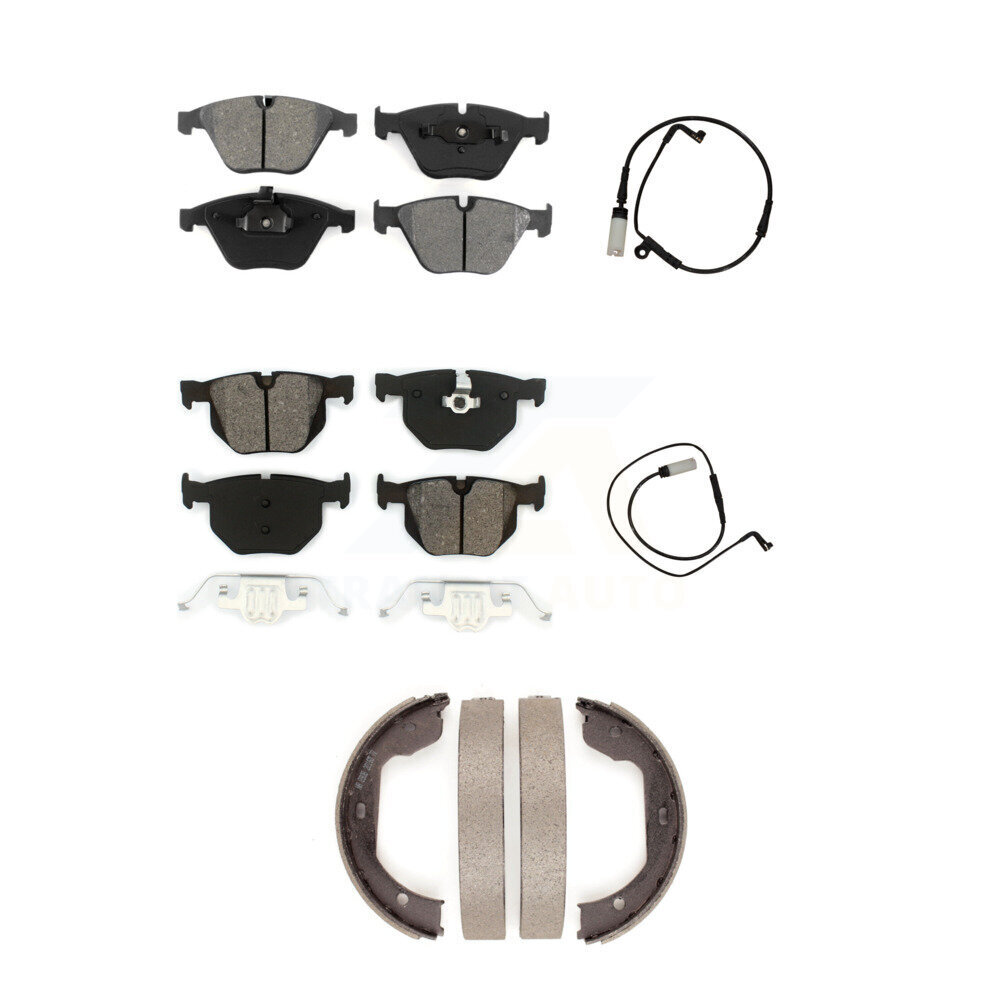 Front Rear Semi-Metallic Disc Brake Pads And Wear Sensors Kit (5Pc) For BMW 535i xDrive KSW-100237