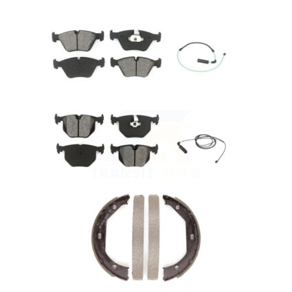 Front Rear Semi-Metallic Brake Pads & Wear Sensor Kit (5Pc) For BMW 330Ci 330i 330xi 3.0L KSW-100243