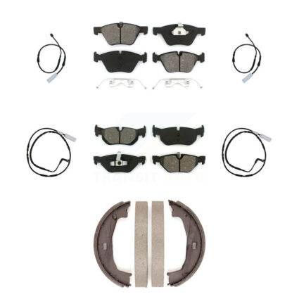 Front Rear Semi-Metallic Disc Brake Pads And Wear Sensors Kit (7Pc) For BMW 128i 3.0L KSW-100253