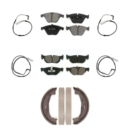 Front Rear Semi-Metallic Disc Brake Pads And Wear Sensors Kit (7Pc) For BMW 328i KSW-100255