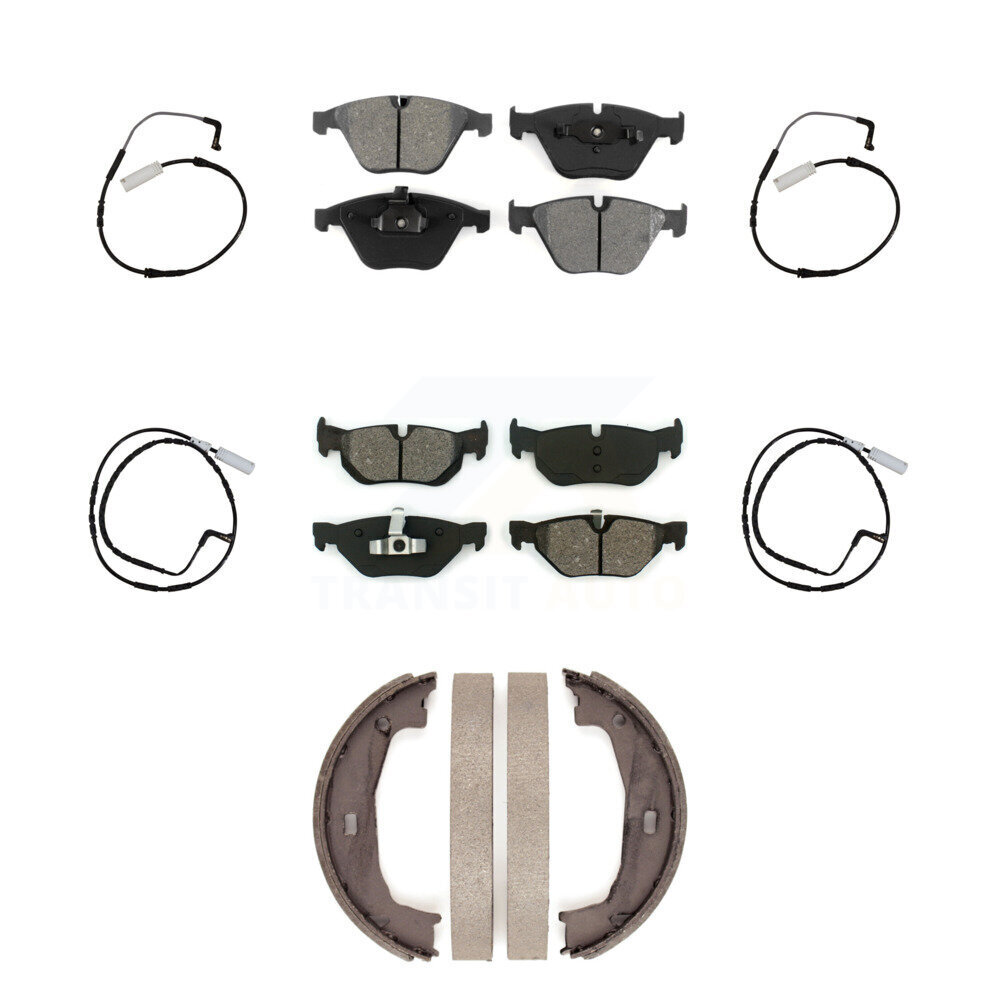 Front Rear Semi-Metallic Disc Brake Pads And Wear Sensors Kit (7Pc) For BMW 328i KSW-100255