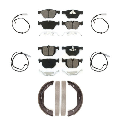 Front Rear Semi-Metallic Disc Brake Pads And Wear Sensors Kit (7Pc) For 2006 BMW 330i KSW-100257