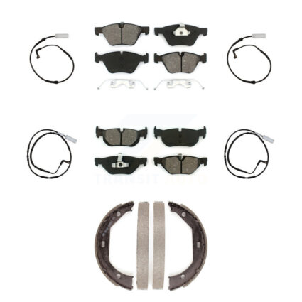 Front Rear Semi-Metallic Brake Pads Wear Sensor Kit (7Pc) For 07 BMW 328i Wagon with 3.0L KSW-100260