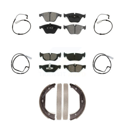Front Rear Semi-Metallic Disc Brake Pads And Wear Sensors Kit (7Pc) For BMW 328i KSW-100261