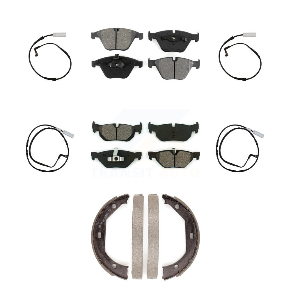 Front Rear Semi-Metallic Disc Brake Pads And Wear Sensors Kit (7Pc) For BMW 328i KSW-100262