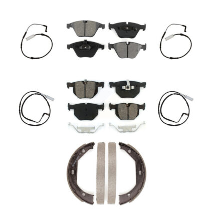 Front Rear Semi-Metallic Disc Brake Pads And Wear Sensor Kit (7Pc) For BMW 335i 335d 3.0L KSW-100263