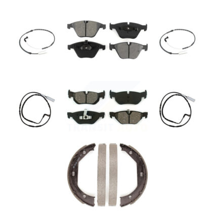 Front Rear Semi-Metallic Disc Brake Pads And Wear Sensors Kit (7Pc) For BMW 328i xDrive KSW-100264