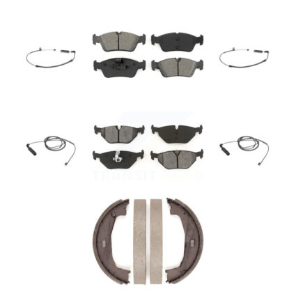 Front Rear Semi-Metallic Brake Pads & Wear Sensor Kit (7Pc) For BMW 325i 325Ci 320i 323Ci KSW-100268