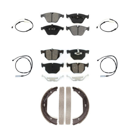 Front Rear Semi-Metallic Disc Brake Pad And Wear Sensor Kit (7Pc) For BMW 335i 335is 335d KSW-100269