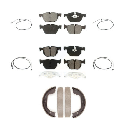 Front Rear Semi-Metallic Disc Brake Pads And Wear Sensors Kit (7Pc) For BMW X5 X6 KSW-100277