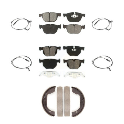 Front Rear Semi-Metallic Disc Brake Pads And Wear Sensors Kit (7Pc) For BMW X5 X6 KSW-100282