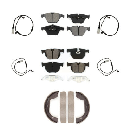 Front Rear Semi-Metallic Disc Brake Pads And Wear Sensors Kit (7Pc) For BMW 535i xDrive KSW-100284