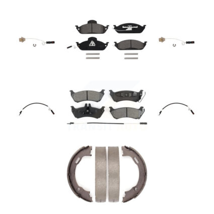 Front Rear Semi-Metallic Brake Pads & Extra Wear Sensor Kit (7Pc) For Mercedes-Benz ML320 KSW-100286