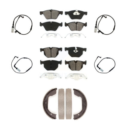 Front Rear Semi-Metallic Disc Brake Pads And Wear Sensors Kit (7Pc) For BMW 525i KSW-100288
