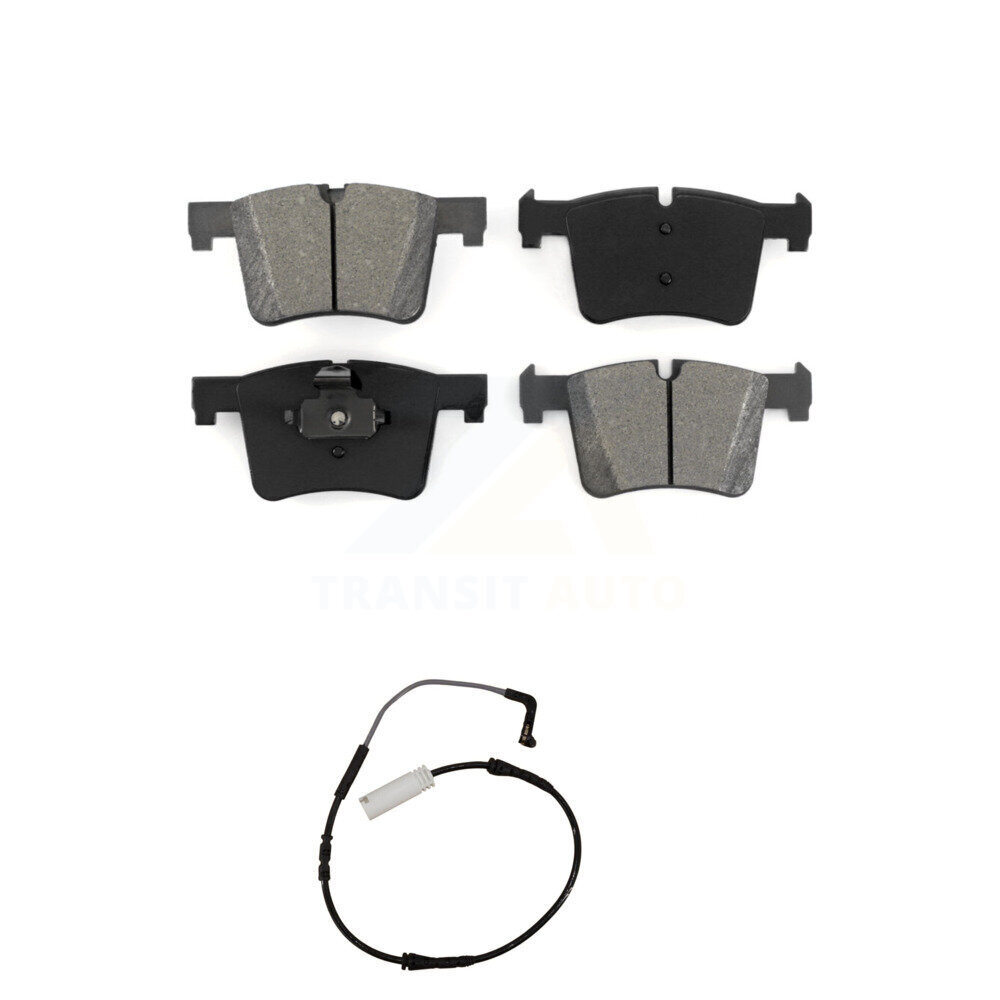 Front Semi-Metallic Brake Pads Wear Sensor Kit For 12 BMW 328i with Black Painted Caliper KSW-100379