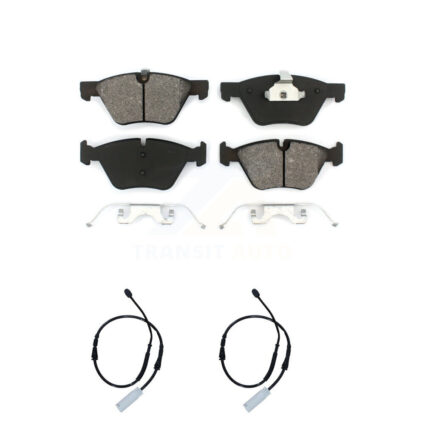 Front Semi-Metallic Disc Brake Pads And Wear Sensors Kit For BMW 128i 3.0L KSW-100405