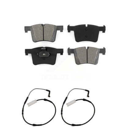 Front Semi-Metallic Brake Pads Wear Sensor Kit For 12 BMW 328i with Black Painted Caliper KSW-100448