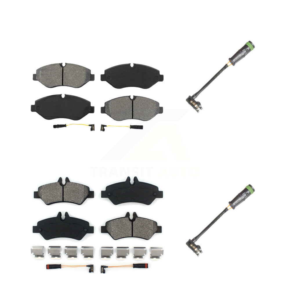 Front Rear Semi-Metallic Brake Pad & Extra Wear Sensor Kit For Freightliner Sprinter 2500 KSW-100669