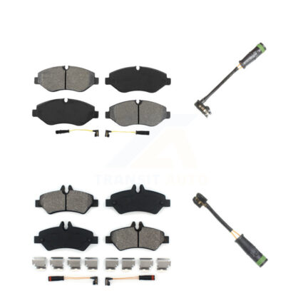 Front Rear Semi-Metallic Brake Pad & Extra Wear Sensor Kit For Freightliner Sprinter 2500 KSW-100670