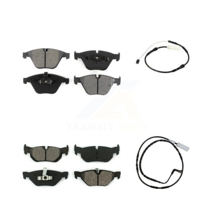 Front Rear Semi-Metallic Disc Brake Pads And Wear Sensors Kit For 2011 BMW 328i 3.0L KSW-100676