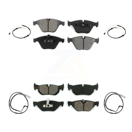 Front Rear Semi-Metallic Disc Brake Pads And Wear Sensors Kit For 2011 BMW 328i 3.0L KSW-100677