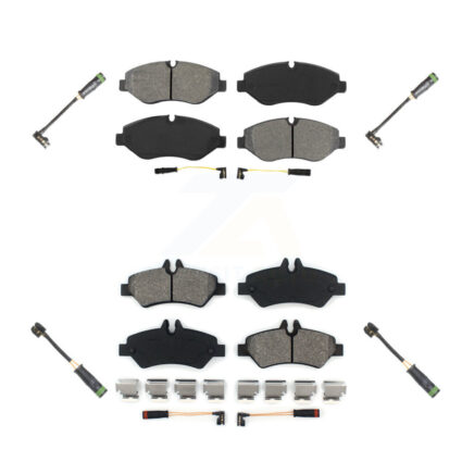 Front Rear Semi-Metallic Brake Pad & Extra Wear Sensor Kit For Freightliner Sprinter 2500 KSW-100681