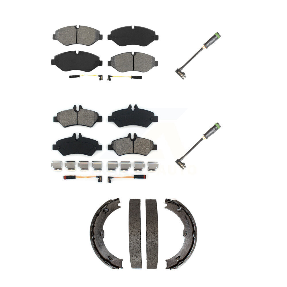 Front Rear Semi-Metallic Disc Brake Pads And Extra Wear Sensors Kit (5Pc) For KSW-100686