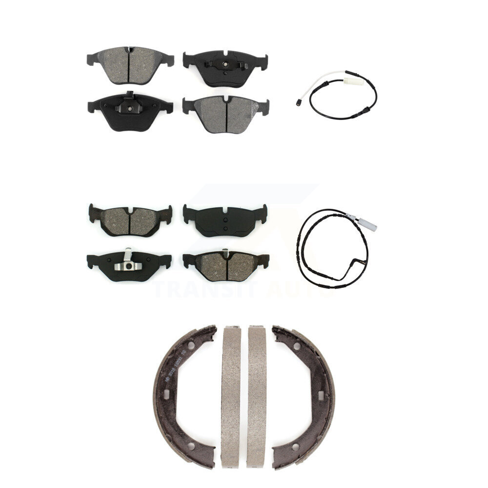 Front Rear Semi-Metallic Disc Brake Pads And Wear Sensors Kit (5Pc) For BMW 328i KSW-100692
