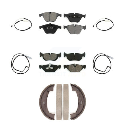 Front Rear Semi-Metallic Disc Brake Pads And Wear Sensors Kit (7Pc) For BMW 328i KSW-100694