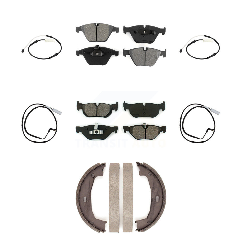 Front Rear Semi-Metallic Disc Brake Pads And Wear Sensors Kit (7Pc) For BMW 328i KSW-100694