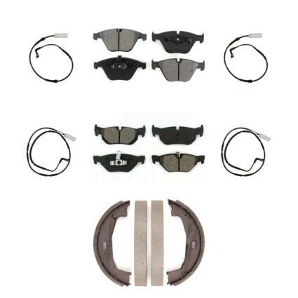 Front Rear Semi-Metallic Disc Brake Pads And Wear Sensors Kit (7Pc) For BMW 328i KSW-100695