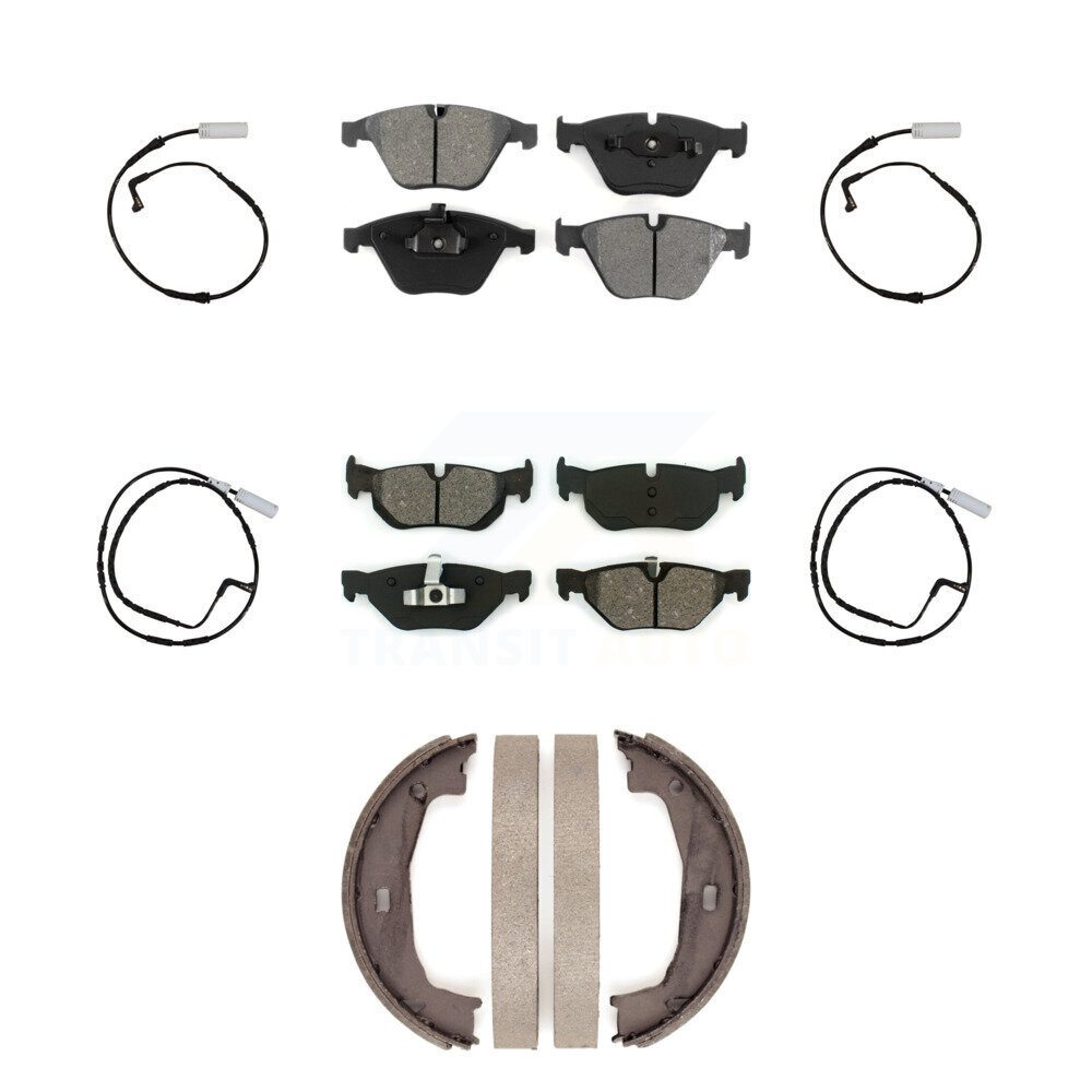 Front Rear Semi-Metallic Disc Brake Pads And Wear Sensors Kit (7Pc) For BMW 328i KSW-100695