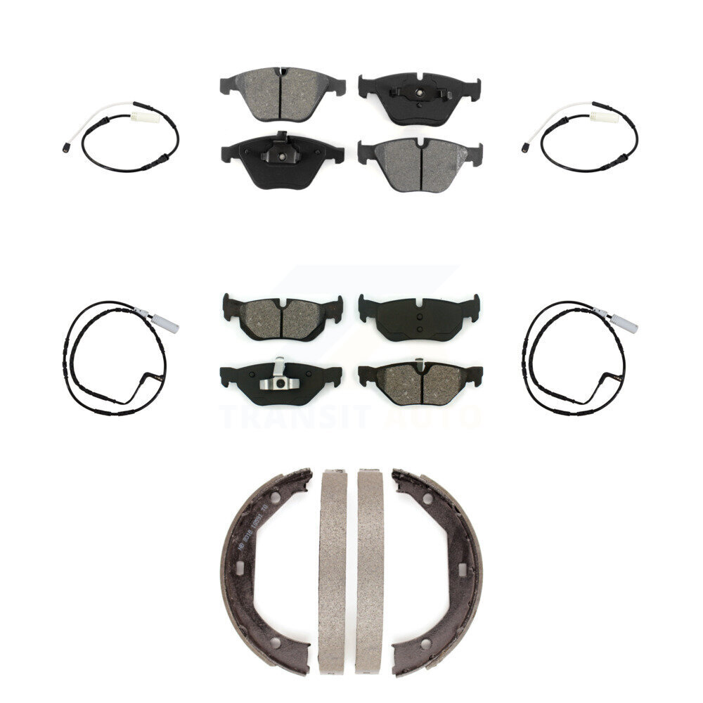 Front Rear Semi-Metallic Disc Brake Pads And Wear Sensors Kit (7Pc) For BMW 328i KSW-100696