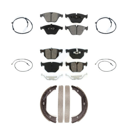 Front Rear Semi-Metallic Disc Brake Pads And Wear Sensors Kit (7Pc) For BMW 335i xDrive KSW-100697