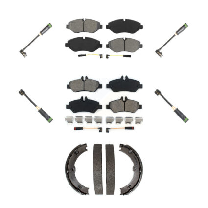 Front Rear Semi-Metallic Disc Brake Pads And Extra Wear Sensors Kit (7Pc) For KSW-100699