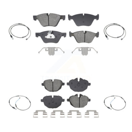 Front Rear Semi-Metallic Disc Brake Pads And Wear Sensors Kit For BMW 528i KSW-100726