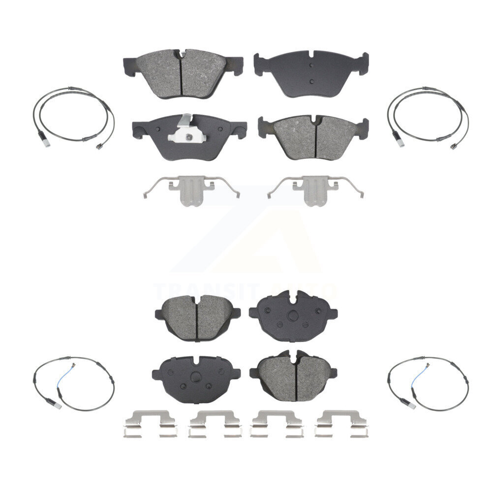 Front Rear Semi-Metallic Disc Brake Pads And Wear Sensors Kit For BMW 528i KSW-100726