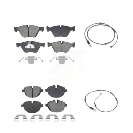 Front Rear Semi-Metallic Disc Brake Pads And Wear Sensors Kit For BMW 528i KSW-100739