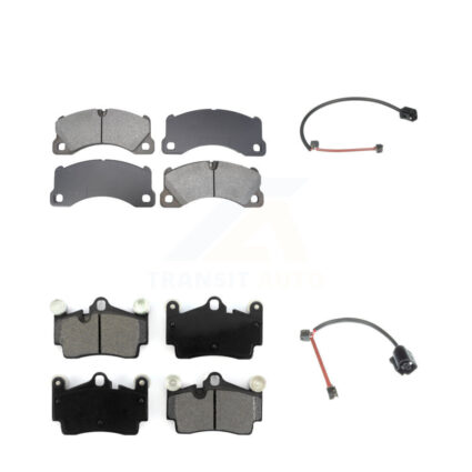 Front Rear Semi-Metallic Disc Brake Pads And Wear Sensors Kit For Porsche Cayenne KSW-100844