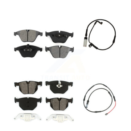 Front Rear Semi-Metallic Brake Pad And Wear Sensor Kit For 2009-2010 BMW 528i xDrive 3.0L KSW-100868