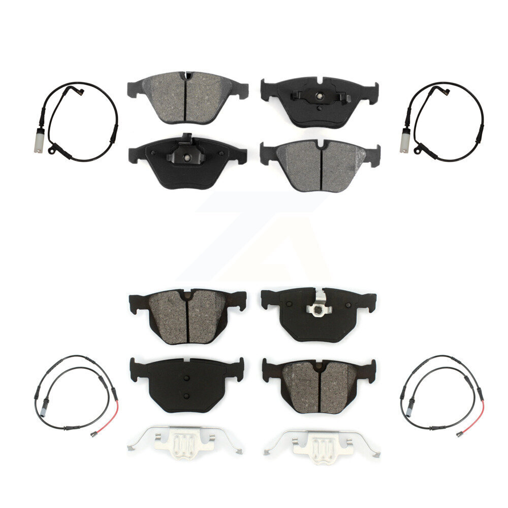 Front Rear Semi-Metallic Brake Pad And Wear Sensor Kit For 2009-2010 BMW 528i xDrive 3.0L KSW-100883